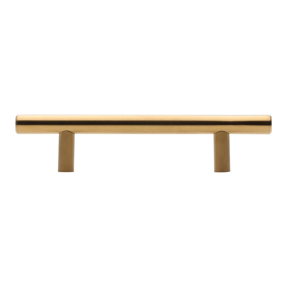 6" Satin Brass Solid Stainless Steel T-Bar Cabinet and Drawer Pulls 3-3/4" Center to Center