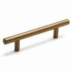 6" Satin Brass Solid Stainless Steel T-Bar Cabinet and Drawer Pulls 3-3/4" Center to Center
