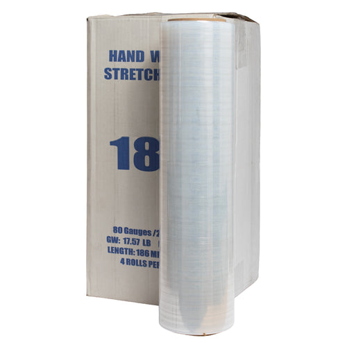 18" 80 Gauge/20.3 Micron Clear Hand Stretch Film 610 Feet