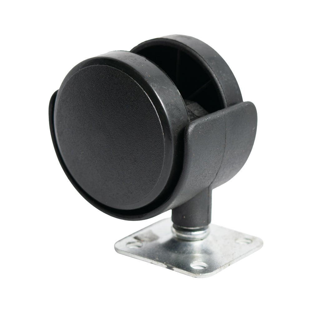 50mm Heavy-Duty Nylon Twin Wheel Free-Swivel Caster | Plate Mount