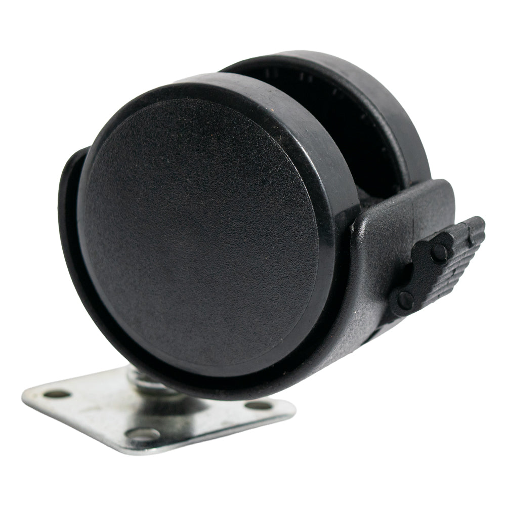 50mm Heavy-Duty Nylon Twin Wheel Caster with Brake | Swivel Plate Mount