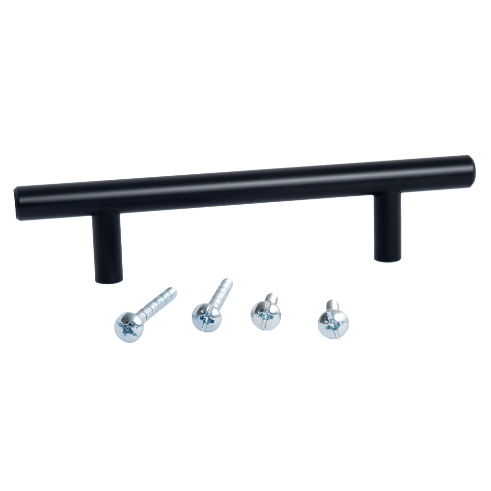 6" Matte Black Solid Stainless Steel T-Bar Cabinet and Drawer Pulls 3-3/4" Center to Center