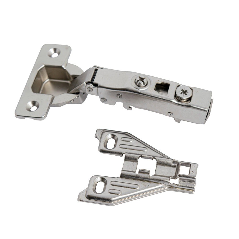 Soft-Close Concealed Cabinet Hinge, 110-Degree Clip-On European Hinge with Mounting Plate for Frameless Cabinets